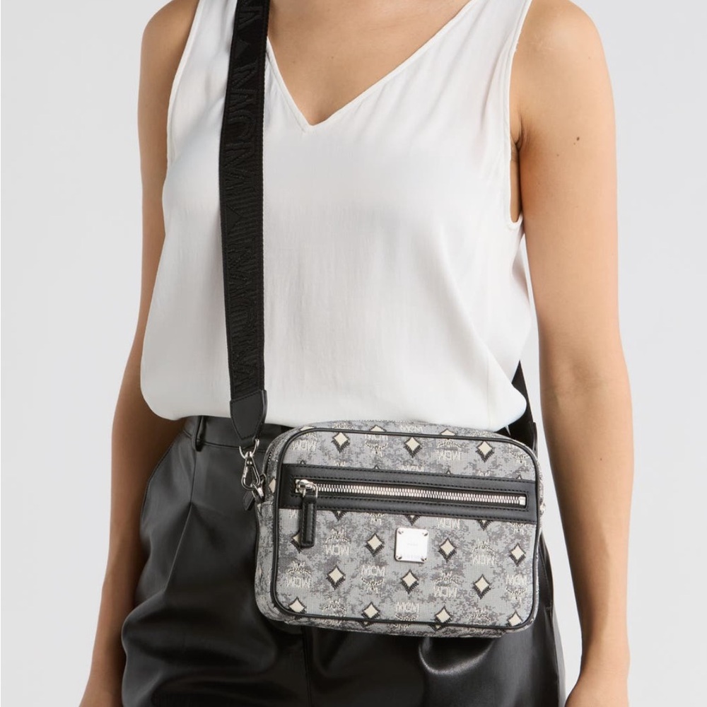 MCM Monogram Crossbody Bag in Black & Ivory